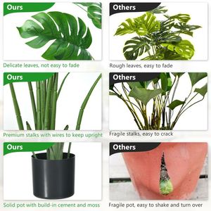 Albero Artificiale di Monstera Deliciosa di 1,2 Metri con 10 Foglie di Diverse Dimensioni - Product Image 3