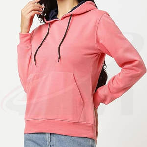 Sudadera con Capucha para Mujer, de Manga Larga, Color Sólido, Corte Ajustado, Precio al por Mayor, Marca Privada, Talla Estándar, Hecha en Pakistán - Product Image 3
