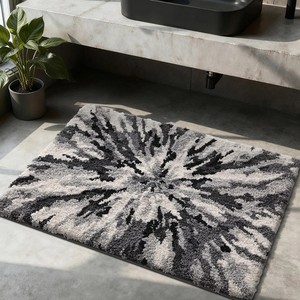 Abstract Cotton <b>Bath</b> <b>Mat</b> Rectangle Modern Non-Slip Thick Tufted <b>Black</b> <b>White</b> Home Use Absorbent Woven Technique for Hotels - Product Image 2