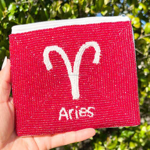 Bolso de mano del zodiaco Aries con cuentas Rojas hecho a mano para mujer, gran capacidad, cierre de cremallera, regalo de astrología, monedero Boutique, venta al por mayor - Product Image 3
