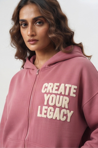 Ensemble survêtement femme en molleton avec impression en relief, sweat à capuche zippé oversize à manches longues et pantalon de jogging - Product Image 6