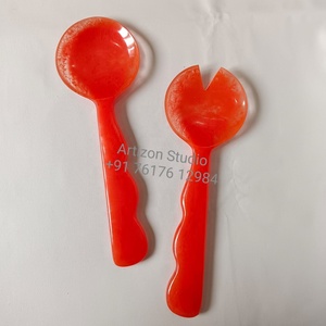 Top Selling Handmade Resin <b>Salad</b> <b>Tools</b> Server Set Elegant Wave Design Customizable Spoon Fork Dishwasher Safe Microwave Oven - Product Image 4