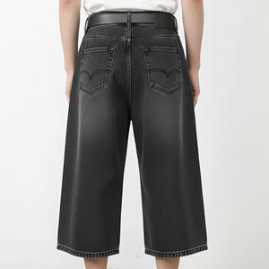 Pantalones Cortos Vaqueros de Mezclilla de 14oz de Alta Calidad, Hechos a Medida OEM/ODM, con Efecto Desgastado, Bordado y Parches, Largos - Product Image 3