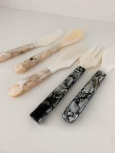 Wood Salad Servers Set With <b>Pressed</b> <b>Flowers</b> Eco-Friendly Dishwasher Safe Serving Spoon And Fork For Fresh Vegetables Decor - Product Image 6