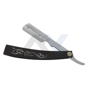 Wholesale Barber Razor Stainless Steel Shaving Razor <b>Swing</b> Lock and Black Steel Handle, Professional Straight Edge Barber Tool - Product Image 1