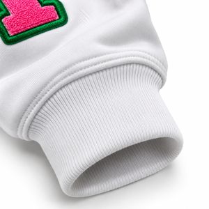 Custom <b>Pink</b> <b>Green</b> Sorority Hoodie Women Greek Letter Chenille Embroidery Pullover Sweatshirt Personalized Chapter Sisterhood - Product Image 6