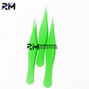 Pinzas para Cejas RABIAMIRAAL INDUSTRIES con Punta Puntiaguda de Color Verde Polvo, Duraderas, Estilo Moderno, Punta Plateada - Product Image 6