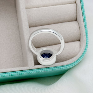 925 Sterling <b>Silver</b> Round cut Blue Sapphire Pave cz gemstone <b>Ring</b> for <b>Men</b> Trendy Style Gift Everyday Wear Jewelry - Product Image 5