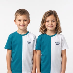 T-shirts décontractés unisexe à col rond et manches courtes bicolores pour enfants, vêtements décontractés pour garçons et filles, fournisseur en gros pour OEM - Product Image 1