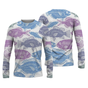 Chemise de pêche tendance pour homme, manches longues, imprimé poisson, 100% polyester, UPF 50, anti-UV, vêtements d'extérieur, style pull, taille adulte - Product Image 4