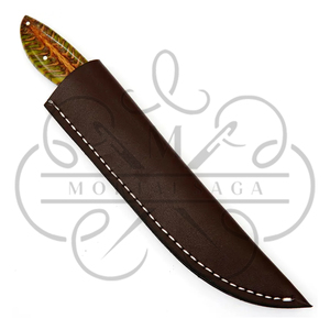 Handmade D2 Steel Fishing Fillet Knife – <b>Pine</b> Cone <b>Resin</b> Handle, Leather Sheath Tool - Product Image 6