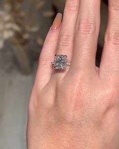 3.5 Carat Radiant Cut Diamond Engagement <b>Ring</b> for Women | Hidden Halo <b>Solitaire</b> Wedding <b>Ring</b> | IGI Certified Gold Luxury Bridal - Product Image 1