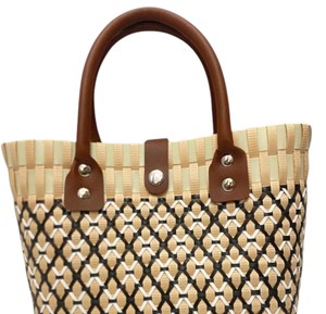 Sac et sac à main tissés en corde plastique au design moderne, faits à la main, avec poignées en cuir, élégants pour femmes, pour la plage et le shopping estival - Product Image 4