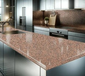 Plan de travail en granit rose rosé poli pour îlot de cuisine, surface en pierre pour design traditionnel, utilisation extérieure, projets hôteliers - Product Image 3