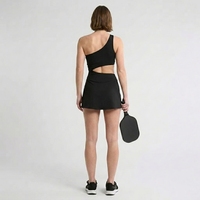 Robe athlétique unie pour femme, asymétrique à une épaule, avec découpe au niveau du ventre, mini-jupe respirante, séchage rapide, anti-déformation