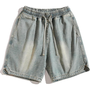 Pantalones cortos de mezclilla azules vintage para hombre, corte ajustado, ropa informal para exteriores, tela suave y cómoda - Product Image 4