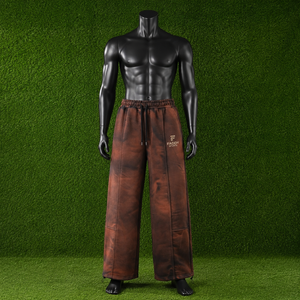 Pantalon de jogging molletonné épais délavé à l'acide pour homme, avec logo personnalisé, marron vintage, coupe large et ample, style streetwear, surdimensionné 2026 - Product Image 2