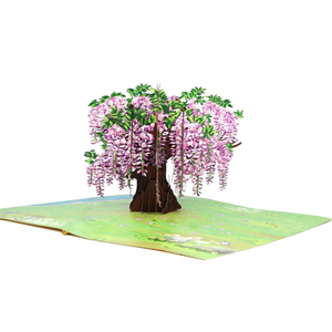 Carte pop-up 3D sur le thème des fleurs de glycine, carte de vœux florale 3D avec enveloppe, carte de vœux élégante faite à la main, spéciale pour les cadeaux - Product Image 2