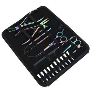 Kit completo de herramientas para extensiones de cabello: Alicates de acero inoxidable para crimpado y extracción de cuentas, tijeras de peluquería, pinzas de pico de pato. - Product Image 1