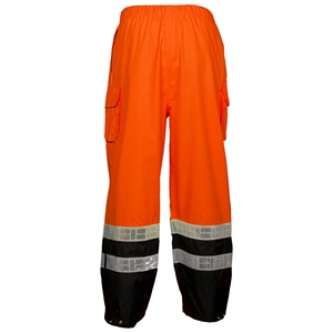 Pantalon de travail orange haute visibilité avec bandes réfléchissantes et bas de pantalon zippé pour une sécurité accrue - Product Image 4