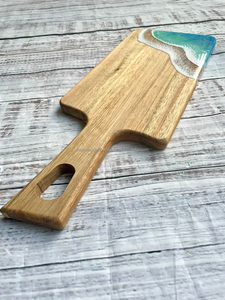 Plateau de service rectangulaire en résine époxy d'époque de fenêtre Planche à découper Bois d'acacia Charcuterie Pain Hacher Trancher Planche à fromage FWE - Product Image 2