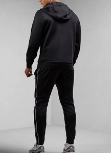 Nouveau design, logo personnalisé OEM, sweat-shirt à fermeture éclair intégrale noir et pantalon de jogging avec passepoil, ensembles de survêtements pour hommes, vêtements de sport pour hommes, ensembles de jogging pour hommes - Product Image 2