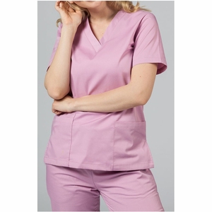 Conjuntos de uniformes médicos con cuello alto y manga corta para mujer, elegantes conjuntos de uniformes de enfermera para hospital. - Product Image 3