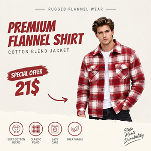 <b>Men</b> Plaid Button Down <b>Jackets</b> Front Chest Pockets <b>Flannel</b> Turn Down Collar Checkered Jacker Regular Fit <b>Men</b> WInter Wear <b>Jackets</b> - Product Image 1