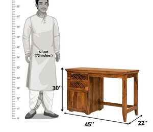 Traditional Wooden Office <b>Desk</b> with Side Cabinet | Executive <b>Computer</b> Table | B2B Wholesale Furniture India - Product Image 3