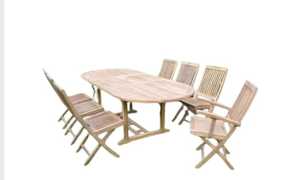 El Set F cuenta con sillas elegantes y una amplia mesa extensible. Este juego es ideal para cenar y relajarse al aire libre. - Product Image 5