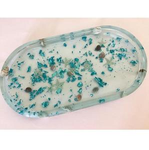 Elegant Handmade White Sky Blue Resin Tray High Quality Sustainable Decorative Serving Plates KISWAH CRAFT Dishwasher <b>Microwave</b> - Product Image 1