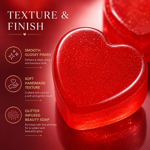 Jabón de glicerina hecho a mano en forma de corazón rojo para todo tipo de piel, tamaño regular, jabón sólido para adultos - Product Image 4