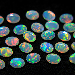 Opale Welo d'Éthiopie facettée, pierre précieuse naturelle de coupe ovale, opale multicolore, pierre de naissance d'octobre, pour la fabrication de bijoux HASNAIN GEMS - Product Image 1