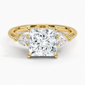 Anillo de Diamantes Cultivados en Laboratorio, Corte Princesa, VVS2, Forma de Pera, Marquesa, Redonda, Oro de 14K y 18K, Tres Piedras, Anillo de Compromiso y Boda, Joyería Fina - Product Image 1