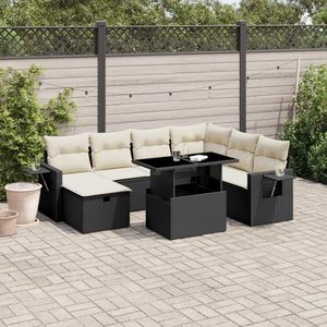 Grand ensemble de canapés de jardin modulaires en rotin PE noir, collection de meubles d'extérieur élégante - Product Image 1