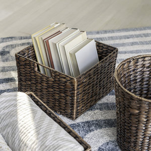 Lot de 10 paniers de rangement en jacinthe et fer Organisateurs décoratifs tissés à la main - Product Image 6