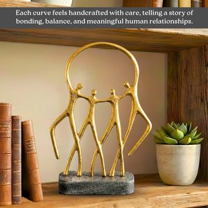 Escultura Familiar Abstracta de Aluminio con Base de Mármol, Acabado Dorado, Pieza Decorativa Moderna para Sala de Estar, Oficina o Mesa - Product Image 2