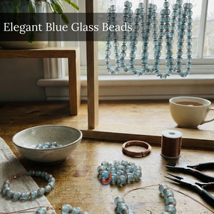 Perles ovales en verre soufflé de luxe, motif tourbillon turquoise |   Bracelets et colliers en perles de verre artisanales 13x18mm pour projets de bijoux DIY EXCEL - Product Image 3