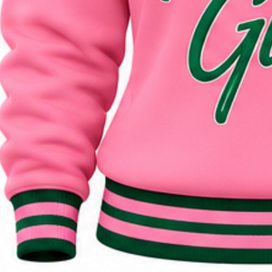 Sudadera Rosa de Punto Acanalado para Mujer, Diseño de Letras Bordadas Personalizadas, Cuello Redondo, Manga Larga, Estilo Casual Universitario - Product Image 3