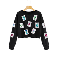 Sweat-shirt à capuche décontracté pour femme, motif tuiles de Mahjong, écologique, respirant, long, 100 % coton, collection hiver – Grande Vente