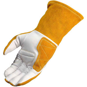 Gants de soudage TIG/MIG légers en cuir de vachette marron doublés de polaire avec protection contre les éclaboussures de métal fondu, flexibles et résistants à la chaleur - Product Image 5