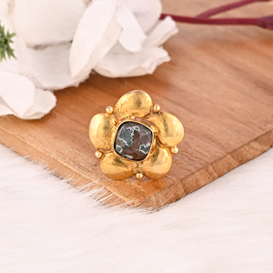 Bague florale en chrysocolle naturelle, bijoux faits à la main élégants pour femmes - Product Image 3