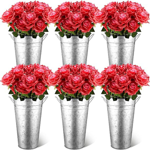 Seau à fleurs vintage galvanisé de 12 pouces, vase à fleurs en métal, seau de style campagnard français, jardinière en métal, vases floraux en métal - Product Image 5
