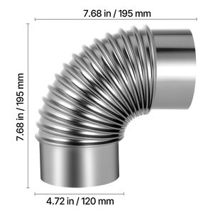 Kit Gomito per Ventilazione Asciugatrice a 90 Gradi, 2 Pezzi, 4 Pollici, in Acciaio Inossidabile con 4 Morsetti in Alluminio per Sistemi HVAC - Product Image 5