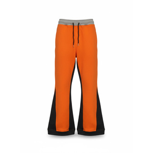 Unisex Wide Leg <b>Flared</b> <b>Sweatpants</b> Drawstring Elastic Waistband Contrast Trim Casual Track Pants Streetwear Bulk <b>Wholesale</b> - Product Image 3