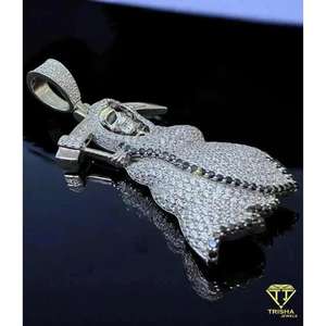 Colgante de Lujo con Diseño de Cebo de Muerte, Diamantes VVS Cultivados en Laboratorio, con Plata de Ley 925, Joyería Hip Hop - Product Image 6