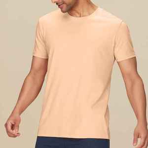 Men's <b>Peach</b> Blank Short Sleeve O-Neck T-Shirt Regular Fit Casual Knitted <b>Top</b> Breathable X Sports City 100% Cotton 220g - Product Image 4
