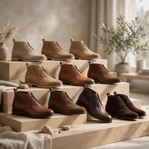 Bottes Chukka en cuir véritable 100% de qualité supérieure, à lacets, pour hommes, en daim marron vintage, antidérapantes, respirantes, en provenance du Bangladesh - Product Image 1