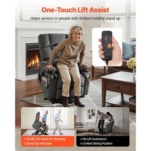 Poltrona Reclinabile Elettrica a Doppio Motore con Funzione di Sollevamento, Massaggio e Riscaldamento per Anziani, Regolazione Infinita delle Posizioni - Product Image 5