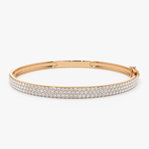 Yellow Gold Multi Row Pave Lab Grown Diamond <b>Bangle</b> <b>Bracelet</b> - Product Image 3